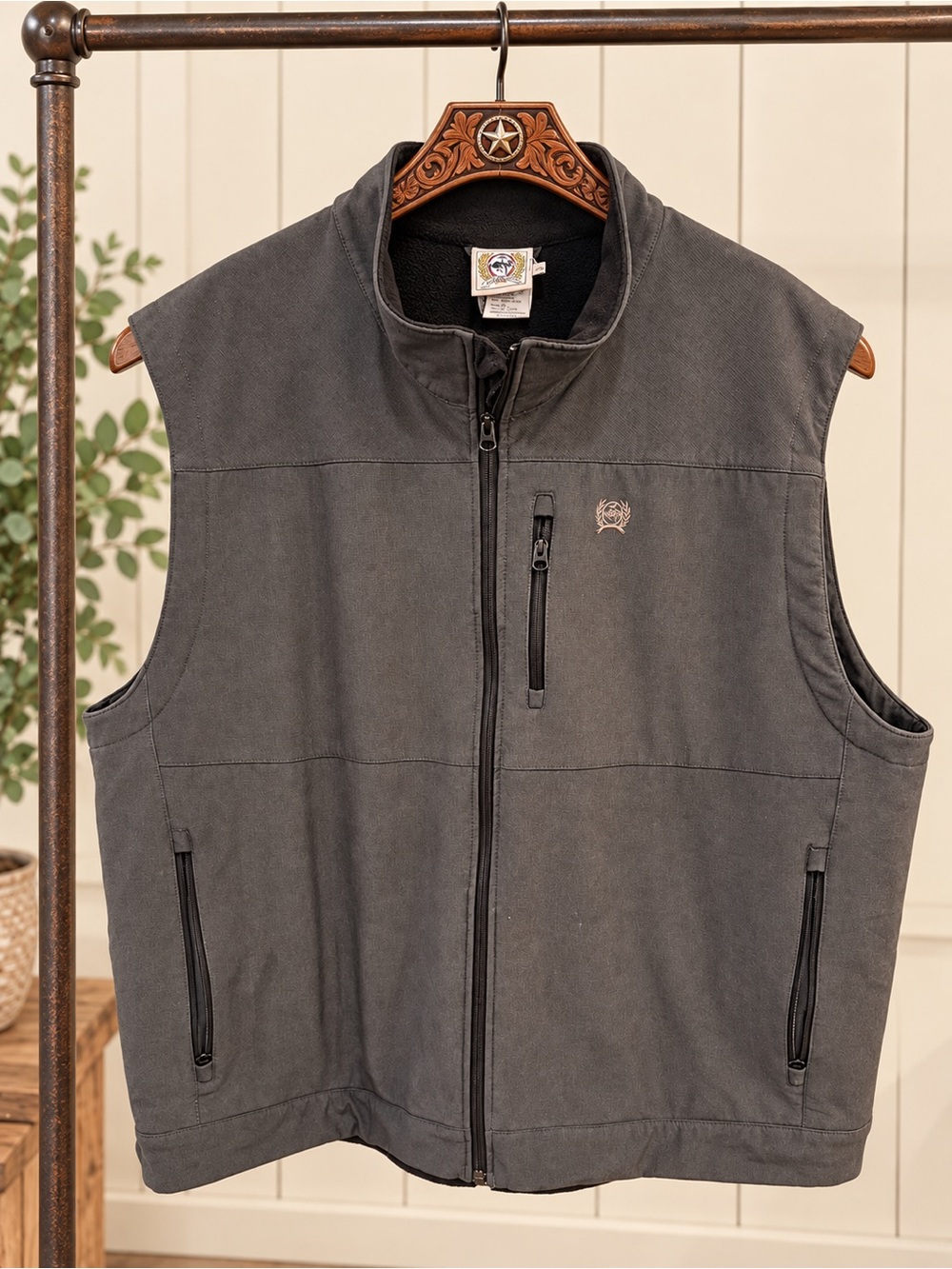 Cinch Men's Charcoal Gray Zip Front Work Vest